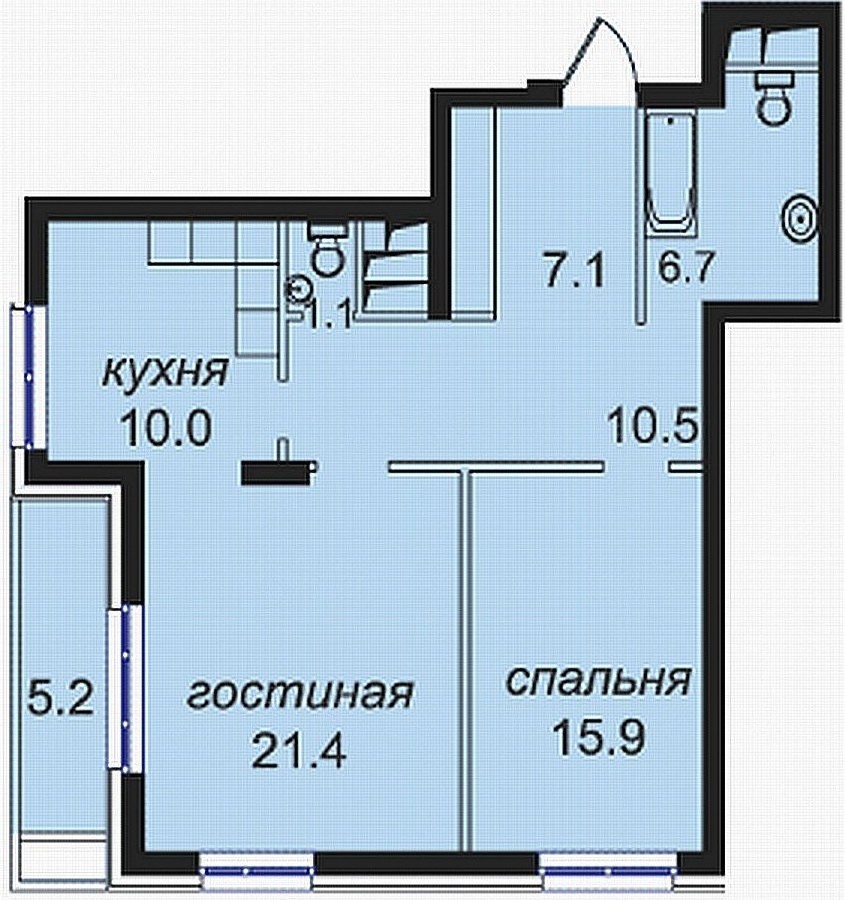 Планировка 2 комнатной квартиры